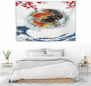 Houselerax Koi Fish Tapestry, Japanese Style Yin Yang Big Wave Cherry Blossoms Tapestries Wall Hanging for Bedroom Living Room Office Decor 90"x60" by CozyNest Decor