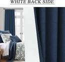 Navy Blue Drapes 96 Inch Long 2 Panels Back Tab Blackout Window Treatment Curtains White Backing for Living Room Darkening Thermal Linen Textured Black Out Curtain Bedroom Modern Farmhouse Dark Indigo