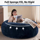 4FT Large Bean Bag Chairs,Big Adult Size Memory Foam Beanbags with Filler Included,Machine Washable Corduroy Cover,Ultra Soft Plush Gaming Bing Bag Puff Chair for Dorm, Living Room & Bedroom (Blue) by CozyNest Decor