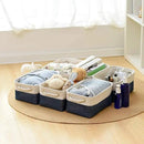 TheWarmHome Storage Basket for Organizing - Small 12x8x5.2 inch 6 Pack Collapsible Storage Bin for Shelves, Canves Storage Cubes for Organizer Cloth Box Gift Toys Closet (White & Jean Blue) by CozyNest Decor