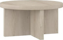 Henn&Hart 33" Round Wood Pedestal Low-Profile Coffee Table for Living Room, Family Room, Office or Apartment, Alder White by CozyNest Decor