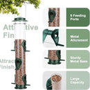 MIXXIDEA 1PK Metal Bird Feeders with 6 Feeding Ports,Tube Bird Feeder with Steel Hanger,Hard Plastic Wild Bird Feeder for Outdoors Hanging, Attracting Birds in Your Lawn, Garden, Balcony–Green by CozyNest Decor