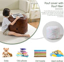 HIGOGOGO Round Stuffed Pouf Ottoman, Pu Leather Poufs with Foam Chunk Filling, Furry and Fluffy Pouf Foot Stool Storage Ottoman, 20 X 15 Floor Poufs Foot Rest for Living Room,Dark Brown by CozyNest Decor