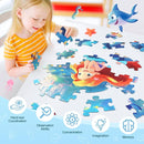 Floor Puzzles for Kids Ages 3-5, 70 Pieces Mermaid Jigsaw Puzzle for Toddler Girls Ages 3 4 5 6 7 8 Year Old, Large Round Underwater Princess Puzzle Educational Learning Toys Birthday Gift by TinyTreasures Baby Boutique