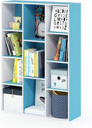 Furinno Luder Bookcase / Book / Storage , 11-Cube, White/Light Blue by TinyTreasures Baby Boutique