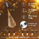 Outdoor String Lights 50 ft, LED Patio Lights with 27 (25+2 Spare ST38 Shatterproof Bulbs), IP 65 Waterproof, Outside Hanging Light for Cafe Bistro Backyard by CozyNest Decor
