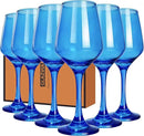 Blue Wine Glasses Set of 6-14oz Blue Long Stem Wine Glass, Pretty Crystal Glassware, Hand Blown Goblets Drinkware, Unique Stemware Wine Glass Holiday Gift Set by CozyNest Decor