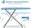 APEXCHASER Ironing Board with Silicon Iron Rest, Heavy-Duty Legs and Heat Resistant Cover, 13x53 inch, Blue by CozyNest Decor
