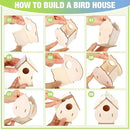 30 Pcs Crafts DIY Bird House Wind Chime Kit Unfinished Wood Birdhouse Kits 12 Wooden Birdhouses & 18 Wind Chimes Build and Paint Birdhouses Bulk Crafts Set by GreenHaven Gardens