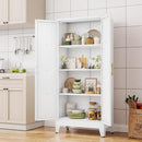 61" H Metal Kitchen Pantry Storage Cabinet, Freestanding Cupboard with 2 Doors and 3 Adjustable Shelves, Standing Storage for Kitchen, Bathroom, Garage, Dinning Room or Utility Room（White） by CozyNest Decor