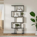 Black 5-Tier Geometric Bookcase, S-Shaped Modern Bookshelf Set of 2, 62.6" Tall Room Divider Book Shelf, Decorative Display Shelf by CozyNest Decor