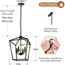Farmhouse Chandelier 4-Light, Black Pendant Light Fixture for Kitchen Island Dining Room, Lantern Industrial Lighting Ceiling Hanging with Metal Cage Adjustable Height for Entryway Foyer by CozyNest Decor