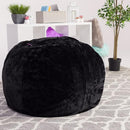 Posh Creations Bean Bag Chair for Kids, Teens, and Adults Includes Removable and Machine Washable Cover, Soft Faux Rabbit Fur - Black, 48in - X-Large by TinyTreasures Baby Boutique