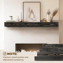 56x8x5 Fireplace Mantel - Handcrafted Hollow Rustic Solid Wood Wall Mounted Floating Shelf with Invisible Heavy Duty Wood Bracket (Weathered Black) by CozyNest Decor