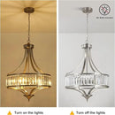 20" Brushed Nickel Chandeliers for Dining Room, 5-Light Modern Crystal Chandelier for Entryway, Hanging Round Light Fixture for Kitchen Island Living Room Bedroom Office Bathroom Staircase by CozyNest Decor