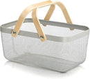 Wire Mesh Storage Organizer Basket Portable Garden Harvest Basket Fruit Basket Bin with Wood Handle Ideal for Kitchen Picnic Pantry Cabinets Storage Home Decor (Cold Gray) by GreenHaven Gardens