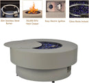 32.5-inch Outdoor Gas Fire Pit with 20lb Propane Tank Cover Table, 50,000BTU Propane Gas Fire Pits for Outside Patio w/Round Burner Lid, Glass Rocks, Pre-Attached 10ft External Gas Hose by GreenHaven Gardens
