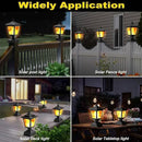 Solar Post Flame Light, Outdoor Deck Fence Post Cap Top LED Light wih Flickering Flame, Waterproof, 4x4 5x5 6x6, Outdoor Garden Firefly String Lights, 30 Leds, (Pack of 2) by GreenHaven Gardens