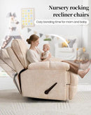 Oversized Recliner Chair Manual Swivel Rocker Recliner for Living Room Chenille Overstuffed Nursery Reclining Sofa Chair Rocking Recliners for Adults 400lbs (Manual, Beige) by CozyNest Decor