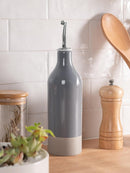 famiware Milkyway 16oz Ceramic Olive Oil Dispenser Bottle, 1 Piece Oil Dispenser for Kitchen with Stainless Steel Pourers, Suitable for Storage Vinegar, Soy Sauce, Coffee Syrup, Liquids, Dark Gray by CozyNest Decor