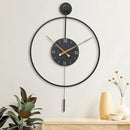 Large Modern Wall Clock,Wall Clocks for Living Room Decor,Classical Metal Minimalist Roman Numeral Dial,Big Decorative Farmhouse Pendulum Wall Clock With Walnut Pointers for Office,Dining Room by CozyNest Decor