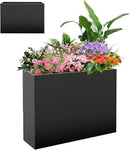 Metal Rectangular Planter Box, Large Planter Boxes Outdoor, 37''L x 13''W x 26''H Heavy Duty Plant Box with Removable Insert Shelf, 3 Tier Adjustable Height Tall Garden Planter for Plants, Flowers by CozyNest Decor