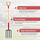 Heavy Duty Garden Fork for Digging, 4 Tines Pitch Fork for Gardening Compost, Garden Pitch Fork with Wooden Handle, 45 Inches by GreenHaven Gardens