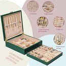 2-layer jewelry box，Jewelry Organizer with Handle，with hanging necklace hooks, detachable jewelry trays, suitable for storing a large amount of jewelry gift box (Large-Green) by TinyTreasures Baby Boutique