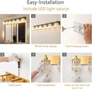 Modern Bathroom Vanity Light 6-Lights Black Gold Crystal Bathroom Wall Light Vanity Light Fixtures，44.09-inch Modern Minimalist Design by CozyNest Decor