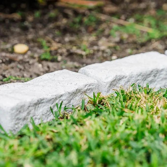 Beuta Landscape Edging | Garden Edging Border | No Dig Faux Stone Bricks & Spikes for Lawn Edging, Flower beds, Pathways & Yards – 4 Packs | Each Pack Has 6 Bricks 48" Lx 4" W x 2.25" H|Limewash, photo 8 of 8
