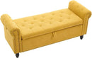 Furniliving 55” End of Bed Bench, Bedroom Bench with Button-Tufted, Large Upholstered Storage Ottoman Benches Window Bench with Storage Shoe Cabinet Bench, for Bedroom, Living Room, Linen, Yellow by CozyNest Decor