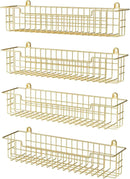 Spice Rack, 4-Pack Seasoning Organizer Wall Mount for Kitchen Storage Organization, Spice Holder Shelf Saving Space for Cabinet, RV, Pantry, Gold by CozyNest Decor