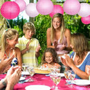Paper Lanterns Decorative, Pink Hanging Round Chinese Lanterns with Lights for Engagement Bachelorette Birthday Party 12 LED Light Pack of 12 by CozyNest Decor