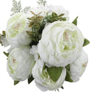Duovlo Springs Flowers Artificial Silk Peony Bouquets Wedding Home Decoration,Pack of 1 (Spring White) by CozyNest Decor