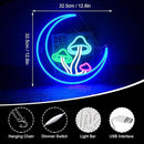 Moon Mushroom Neon Sign Blue Moon Neon Lights for Wall Decor Mushroom Light Up Signs USB LED Signs for Girls room Living Room Kids Room Home Bar Party Shop by GreenHaven Gardens