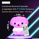 Combined Bluetooth Speaker & Nightlight With 9 Color Emissions, Child Friendly Silicone & BPA Free, USB Recharging, Receives Audio From Computer, Phone Or Tablet, and includes Remote Control (Dog) by TinyTreasures Baby Boutique