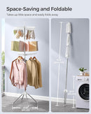 SONGMICS 3-Tier Clothes Drying Rack, 82.7-Inch Folding Laundry Drying Rack with 11 Rotatable Arms for Hangers, 24 Clips, Stainless Steel, for 27 Pieces of Clothes, White and Silver ULLR513W01 by TinyTreasures Baby Boutique