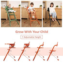 Unilove Grow with Me 2-in-1 Baby High Chair – Adjustable Toddler Chair with Baby Set, Removable Harness, One-Hand Seat & Footrest Adjustment, for Ages 6-60 Months - Pumkin Orange by TinyTreasures Baby Boutique