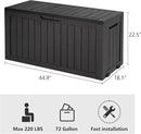 72 Gallon Deck Box Lockable Resin Outdoor Storage Box waterproof Outdoor Container for Patio Furniture Cushions, Pillow by CozyNest Decor