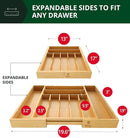 ROYAL CRAFT WOOD Luxury Bamboo Kitchen Drawer Organizer - Silverware Organizer, Utensil Holder & Cutlery Tray Drawer Dividers for Flatware (9 Slot, Natural) by CozyNest Decor