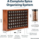 AllSpice Spice Rack Organizer, Wood, 525 Unique Labels, Countertop or Wall Mount, Includes 60 4oz Jars- Cherry Stain by CozyNest Decor