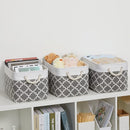 Bidtakay Basket Storage Bins Baskets for Organizing Set of 3 Collapsible Cloth Storage Linen Closet Organizer 15 X 11 X 9.5 Inches Large Foldable Baskets for Shelves (White&Quatrefoil Grey) by TinyTreasures Baby Boutique