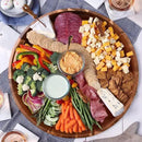 Extra Large Round Serving Tray, 20INCH, Heavy Duty Acacia Wood Trays for Big Ottoman Coffee Table Counter Giant Decorative Organizer Tray, Huge Kitchen Serveware Cheese Board Charcuterie Tray by CozyNest Decor