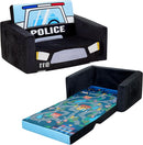 MallBest Kids Sofas Toddler Couch Bed Baby's Upholstered Chair Sleepover Couch Flipout Open Recliner(Black/Police Car) by TinyTreasures Baby Boutique