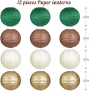 Paper Lanterns Green Brown Gold Round Hanging Chinese Lanterns for Birthday Party Gender Neutral Woodland Baby Shower Decorations Pack of 12 by CozyNest Decor