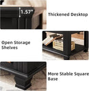 Farmhouse Coffee Tables for Living Room,Square Tea Table with Open Storage Shelf,Large Coffee Table,Rustic Wooden Center Table,Black by CozyNest Decor