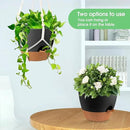 Hanging Planters for Indoor Outdoor Plants, 2 Pack Self Watering Hanging Pot with Drainage Holes, Removable Tray & 2 Kinds of Plant Hangers, 10'' Hanging Flower Pots for Home Garden Decor, Black by CozyNest Decor