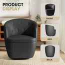 360° Swivel Leather Accent Chair, Modern Barrel Club Chair with Leather Upholstery and Sturdy Base, Comfortable Armchair for Living Room, Bedroom, Reading Nook, Brown by CozyNest Decor