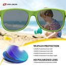 RIVBOS Kids Sunglasses Polarized UV Protection Flexible Rubber Glasses Shades with Strap for Boys Girls RBK004 by TinyTreasures Baby Boutique