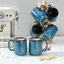 Hasense Porcelain Coffee Mugs Set of 6, 15 Ounce Large Ceramic Coffee Cups Set with Handle for Latte, Tea, Cocoa and Hot Chocolate, Blue Coffee Mugs for Men and Women, Microwave Safe by CozyNest Decor